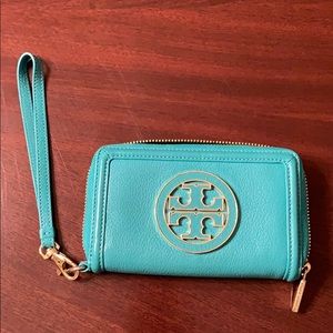 Teal Tory Burch Wristlet